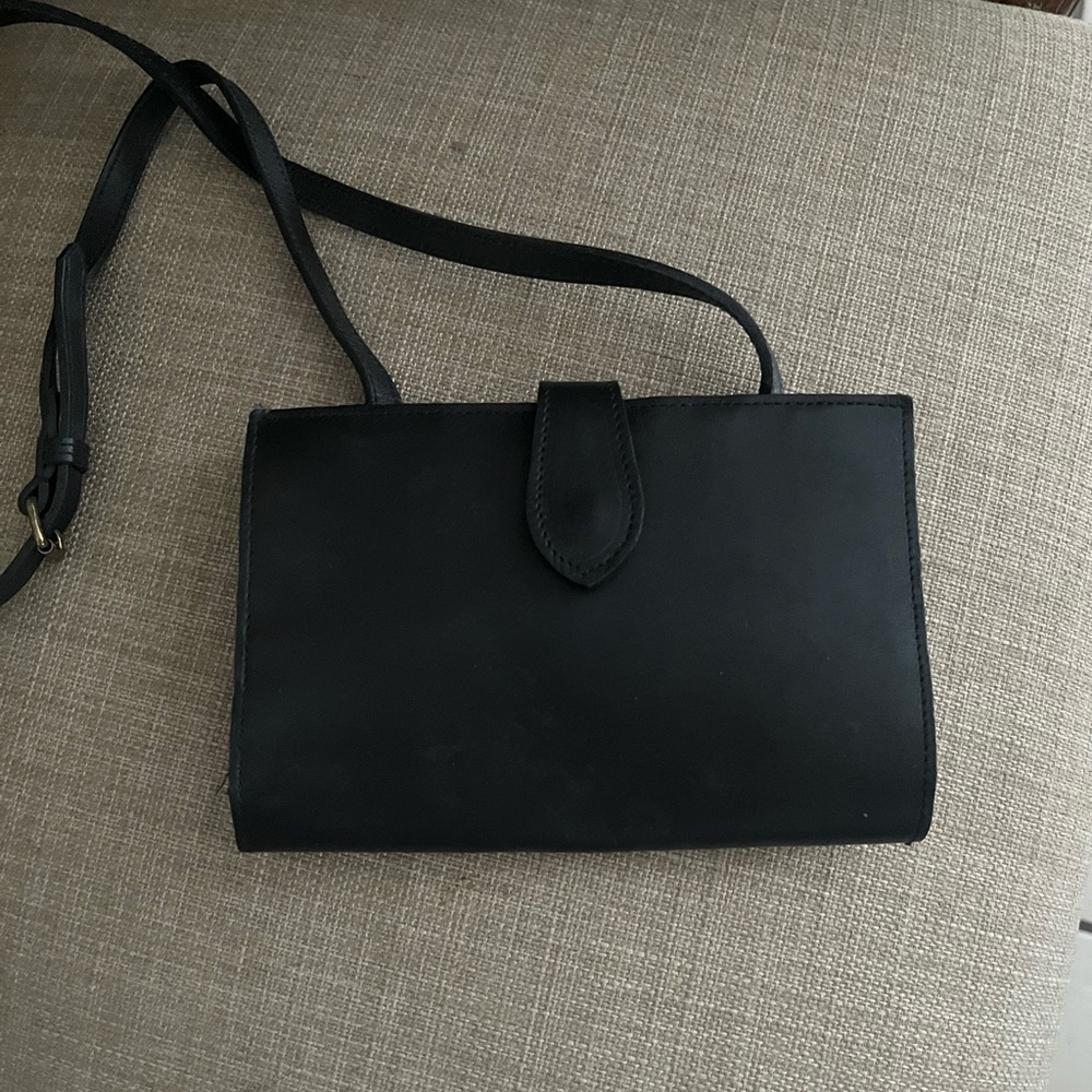 Banana Republic Black Leather Crossbody Wallet Bag
